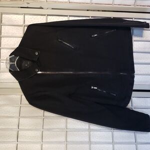 Zara black denim full zip lined mens jacket size  M